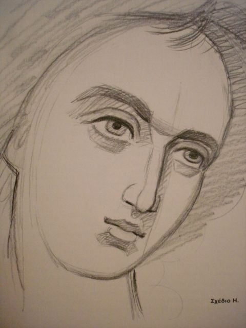 480x640 angel face sketch icons in paint icon, byzantine icons - Angel Face Drawing