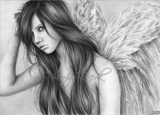 680x488 Angel Drawings - Angel Girl Drawing