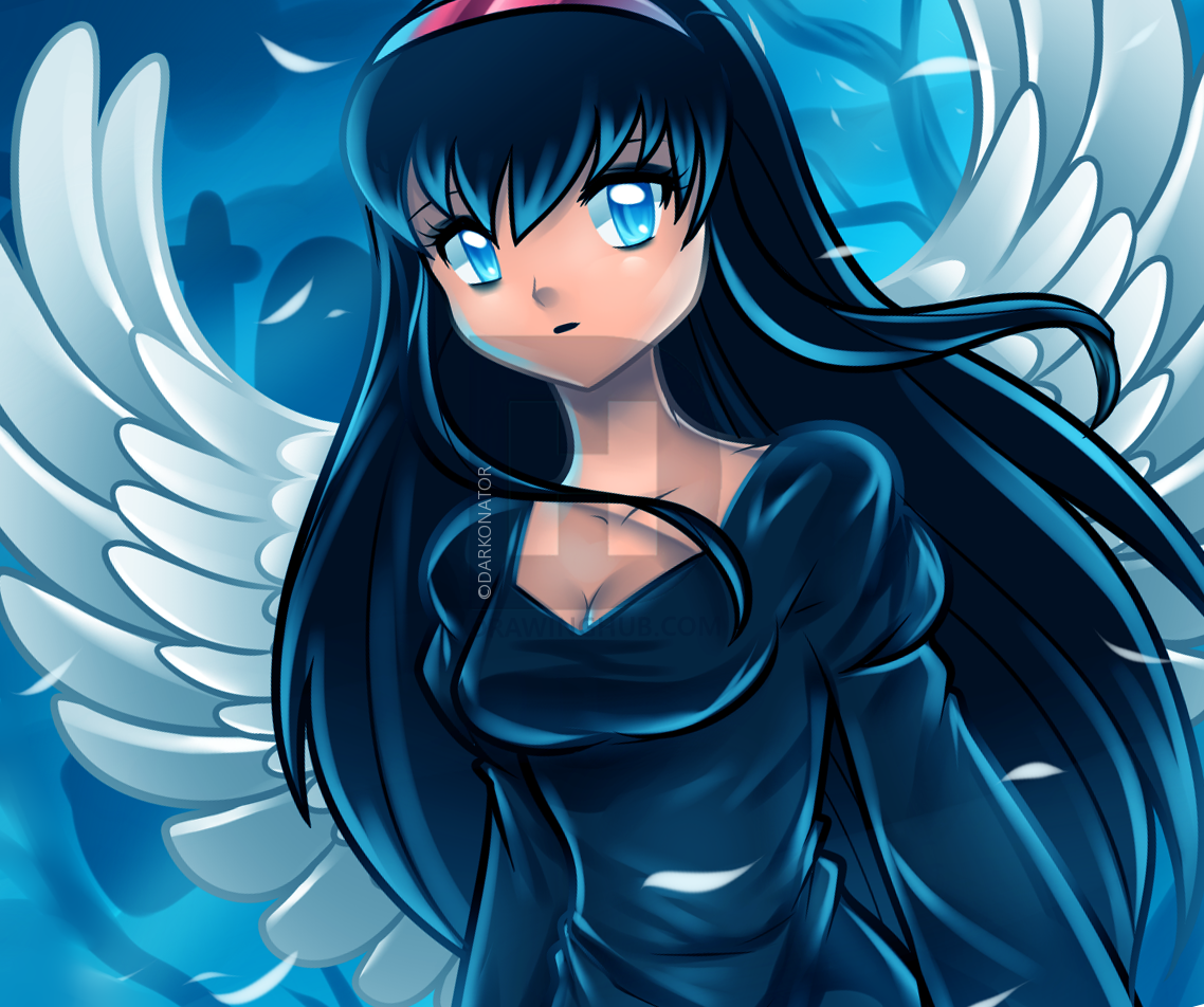 1138x952 How To Draw An Anime Angel, Angel Girl, Step - Angel Girl Drawing