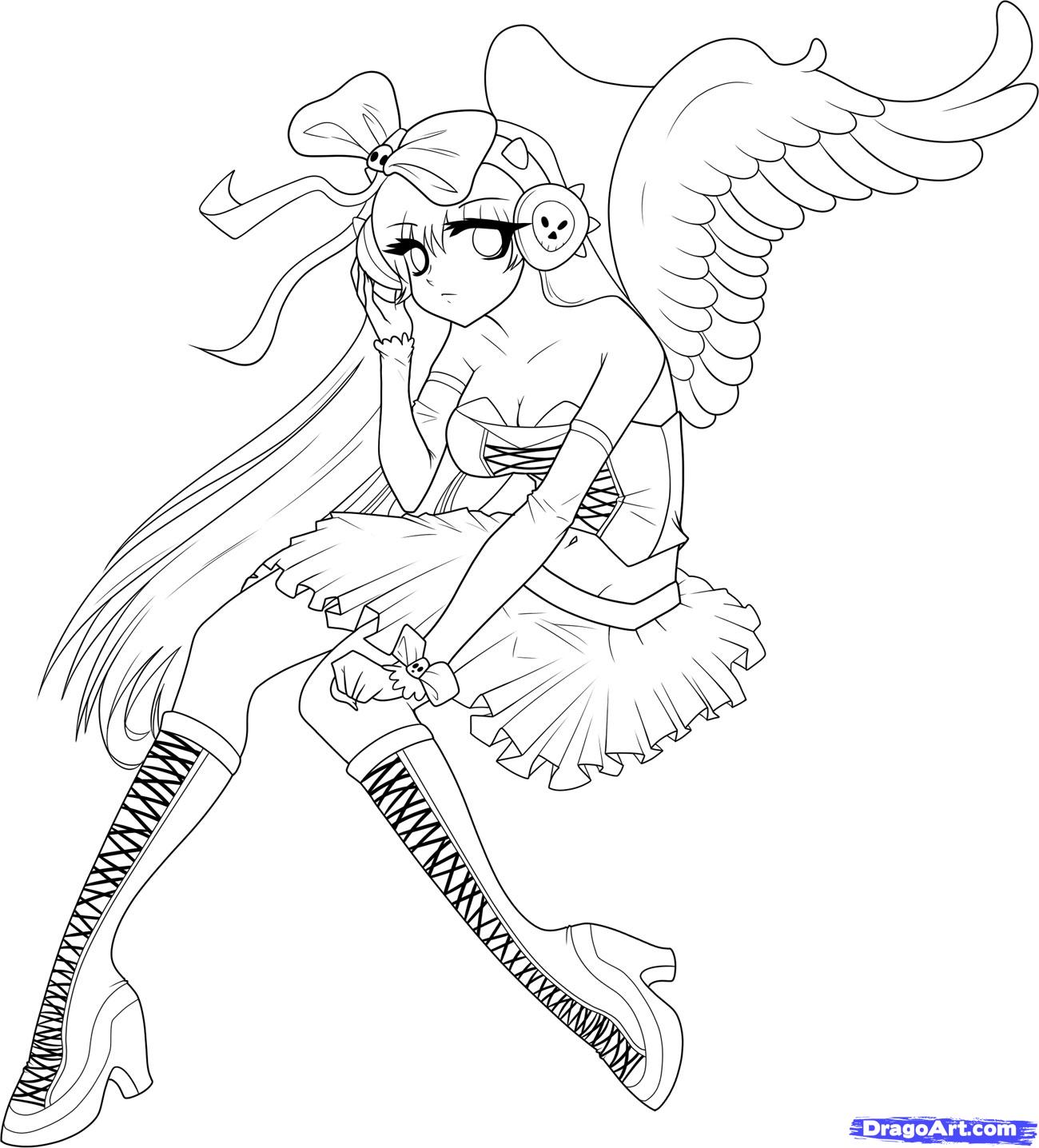 1300x1436 step how to draw an angel girl, draw an anime angel, anime angel - Angel Girl Drawing