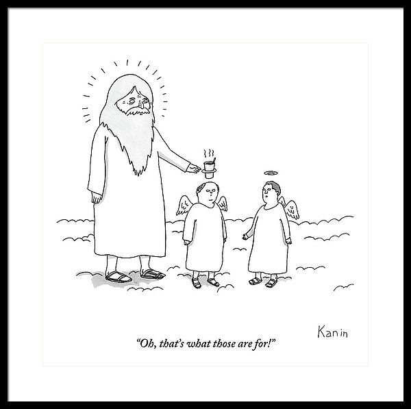 600x597 god uses an angel's halo as a cup holder oh framed print - Angel Halo Drawing