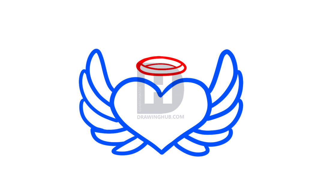 1080x627 How To Draw Angel Hearts, Step - Angel Halo Drawing