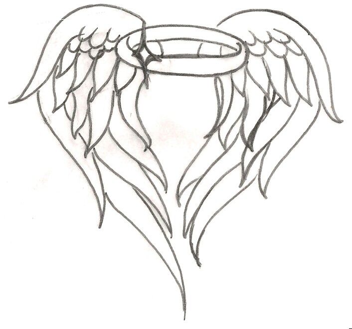 706x660 easy to draw angel wings halo - Angel Halo Drawing