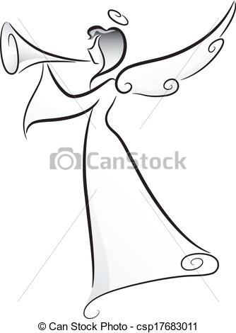 334x470 Angel Black And White Clipart - Angel Line Drawing