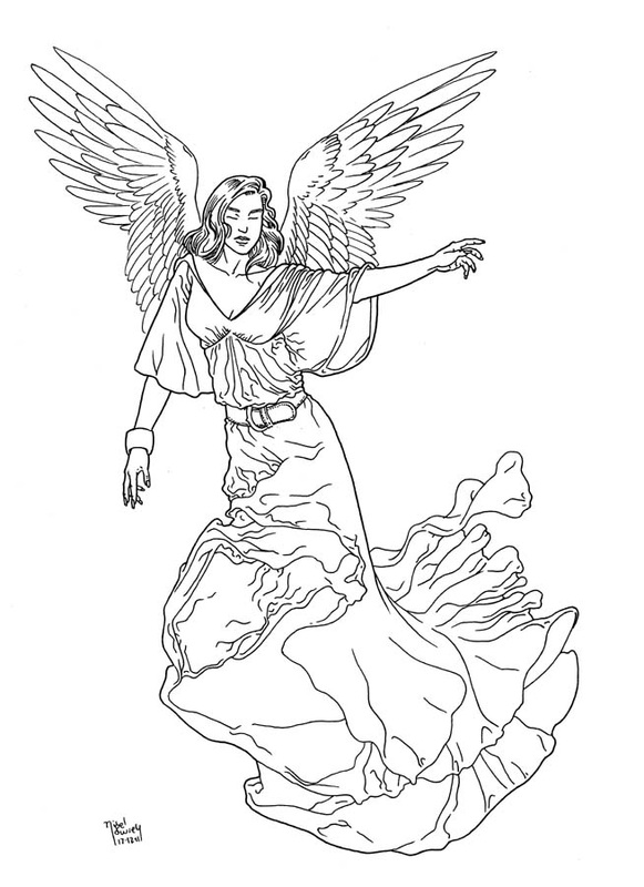 Angel Line Drawing at PaintingValley.com | Explore collection of Angel ...