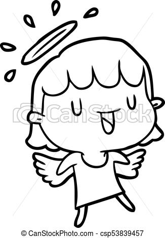 326x470 Cute Line Drawing Of A Angel - Angel Line Drawing