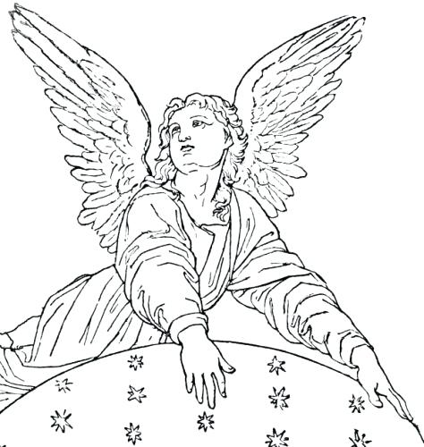 474x500 Free Angel Coloring Pages Guardian Angels Sheets - Angel Line Drawing
