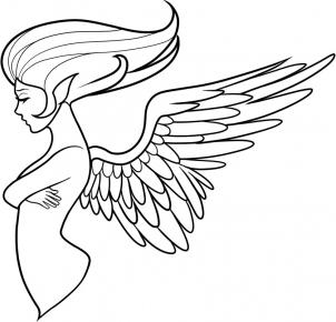 302x290 How To Draw An Angel Tattoo - Angel Line Drawing