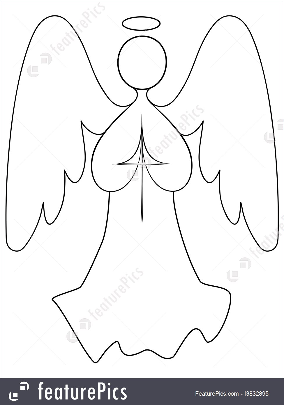 975x1392 Illustration Of Angel Line Drawing - Angel Line Drawing
