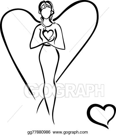 403x470 Angel Line Art - Angel Line Drawing