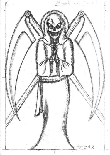375x526 Angel Of Death Santa Muerte Drawing - Angel Of Death Drawing