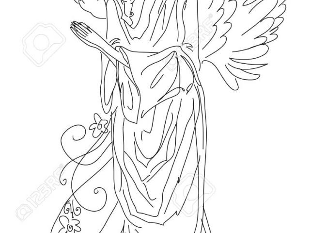 640x480 Angel Outline Drawing - Angel Outline Drawing