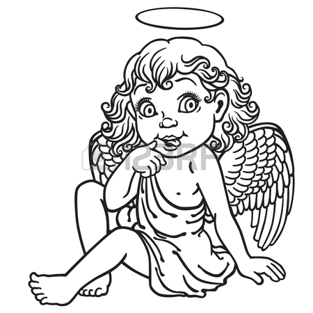 450x450 Angel Outline Drawing - Angel Outline Drawing