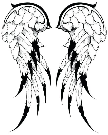 438x550 Angel Wings Drawing Outline Oakeydoak - Angel Outline Drawing