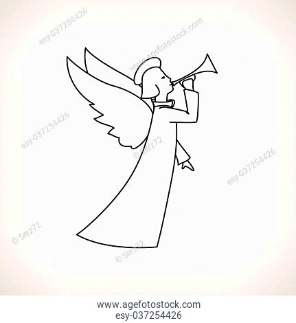 431x470 Archangel Outline Drawing Stock Photos And Images Age Fotostock - Angel Outline Drawing