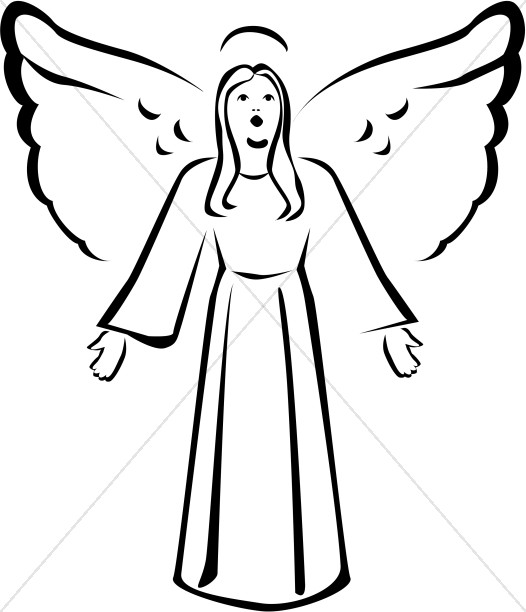 526x612 Clipart Angel Outline - Angel Outline Drawing
