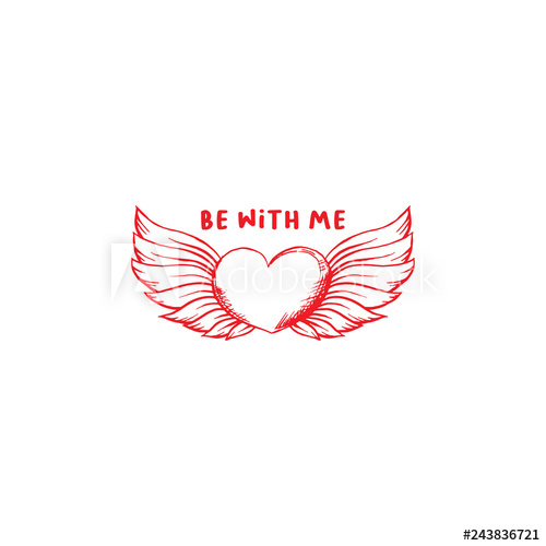 500x500 Love You Sketch Vector Color Illustration Hand Drawn Angel Wings - Angel Outline Drawing