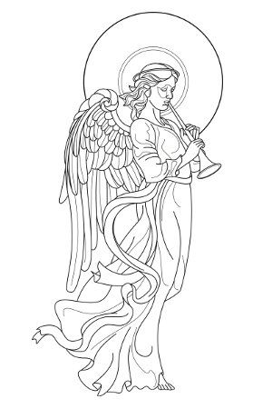 300x450 Holy Angel Tattoo Designs - Angel Outline Drawing