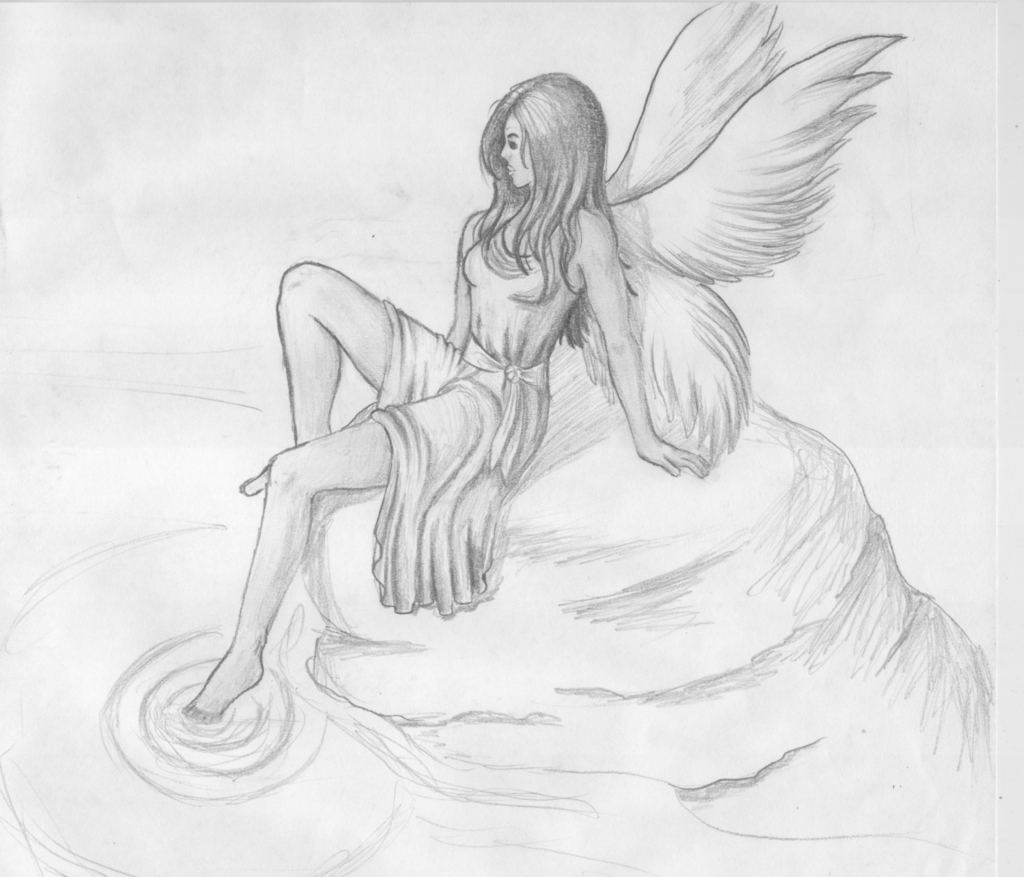1024x877 Pencil Sketches Of Fairies And Angels Pencil Sketches Of Fairies - Angel Pencil Drawings