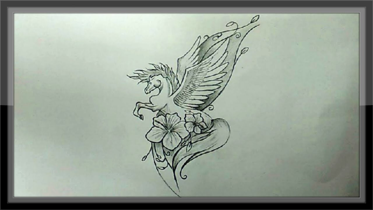 1280x720 Simple Pencil Drawing Angel Horse For Beginners Step - Angel Pencil Drawings