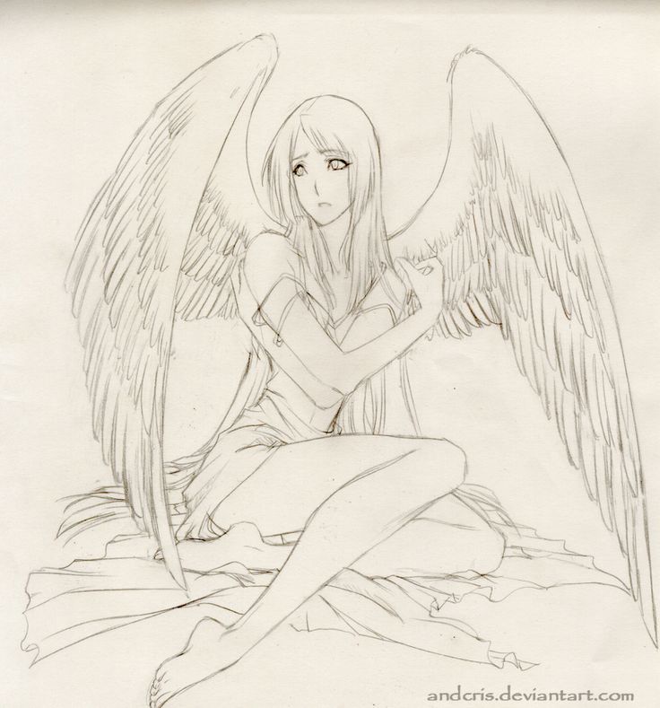 736x789 Drawings Of Angels - Angel Pencil Drawings