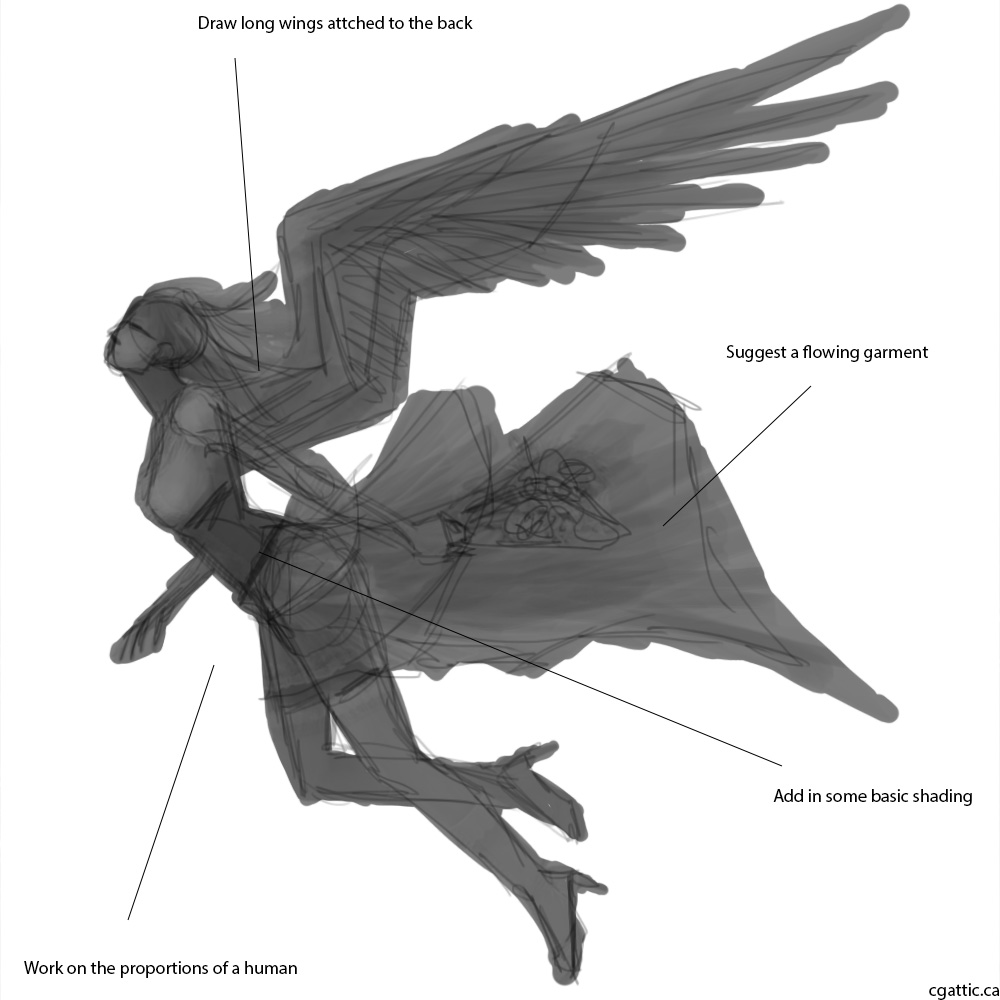 1000x1000 Fantasy Angel Drawing In Steps With Photoshop - Angel Pictures Drawing