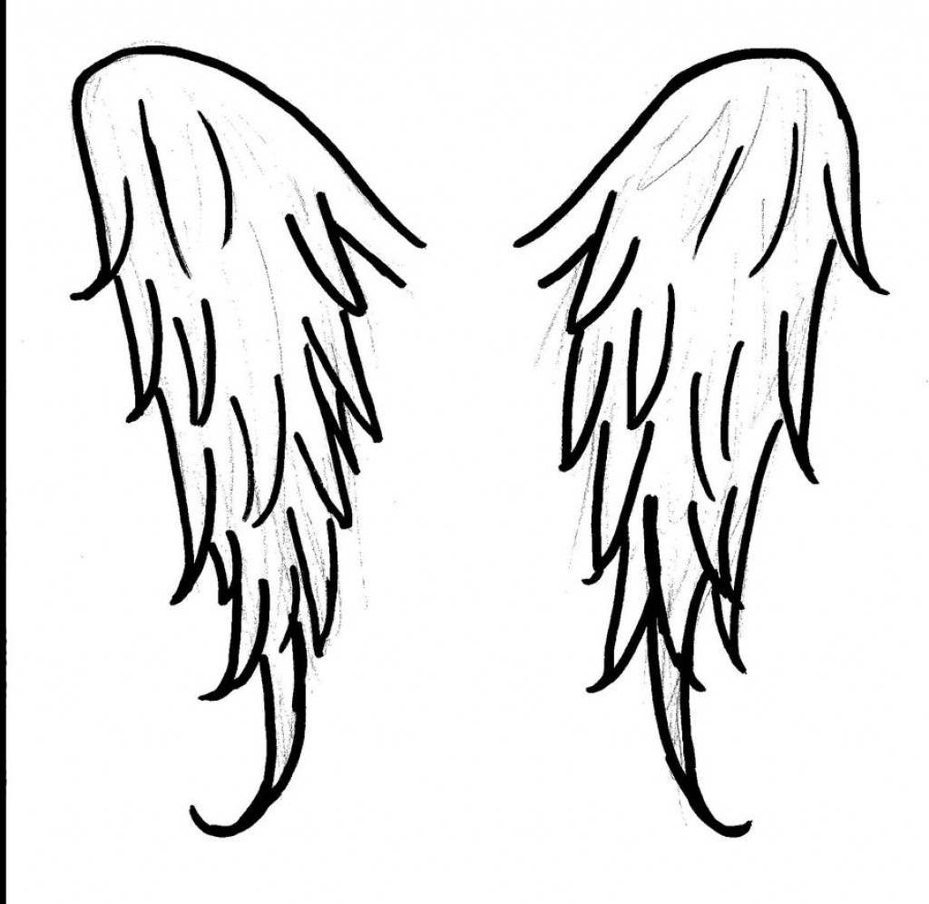 1024x996 Heart With Angel Wings Coloring - Angel Pictures Drawing