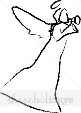 279x388 Black And White Trumpeting Angel Clipart Christmas Angel Clipart - Angel Simple Drawing