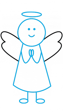 215x382 Halo Clipart Drawn Angel For Free Download And Use - Angel Simple Drawing