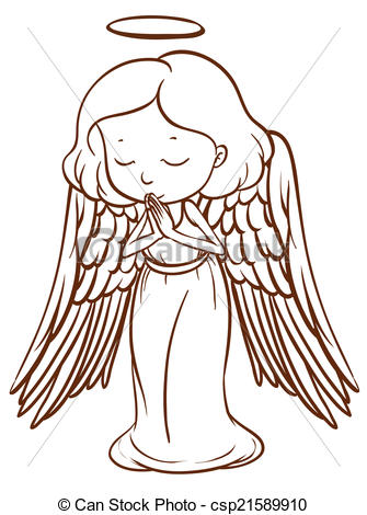 335x470 A Simple Sketch Of An Angel Praying Illustration Of A Simple - Angel Simple Drawing