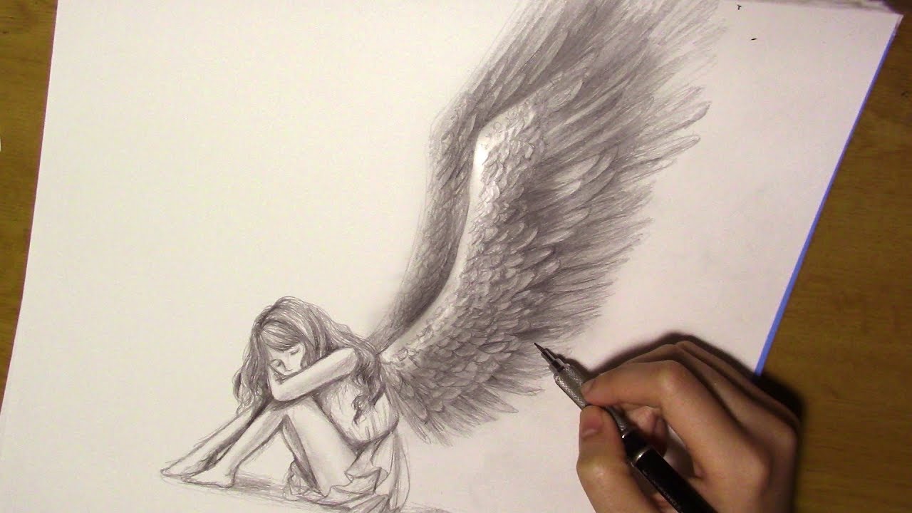 1280x720 Drawing Angel Wingsfallen Angel - Angel Wings Drawing