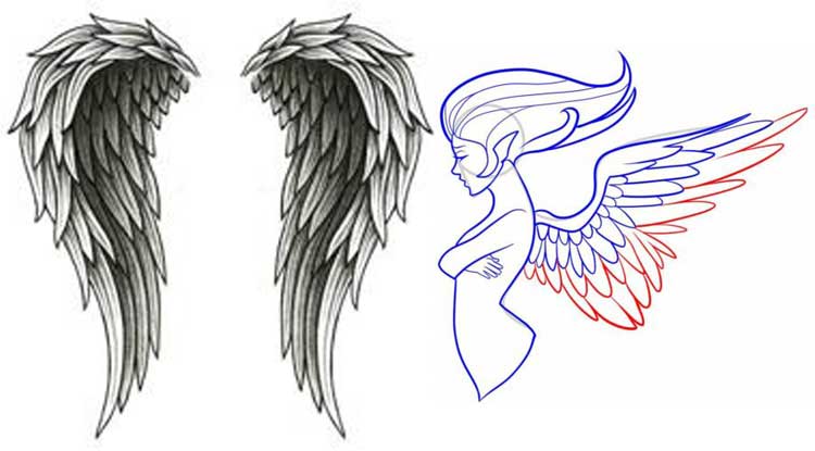 750x415 How To Draw Angel Wings Cartoon, On Wallon, Christmas - Angel Wings Drawing