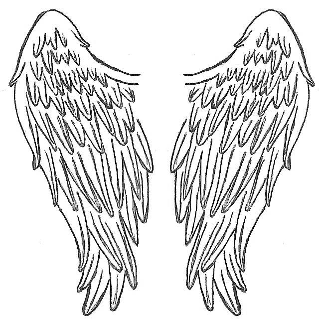 650x640 Collection Of 'angel Wings Tattoo Drawing' Download More Than - Angel Wings Drawing Outline