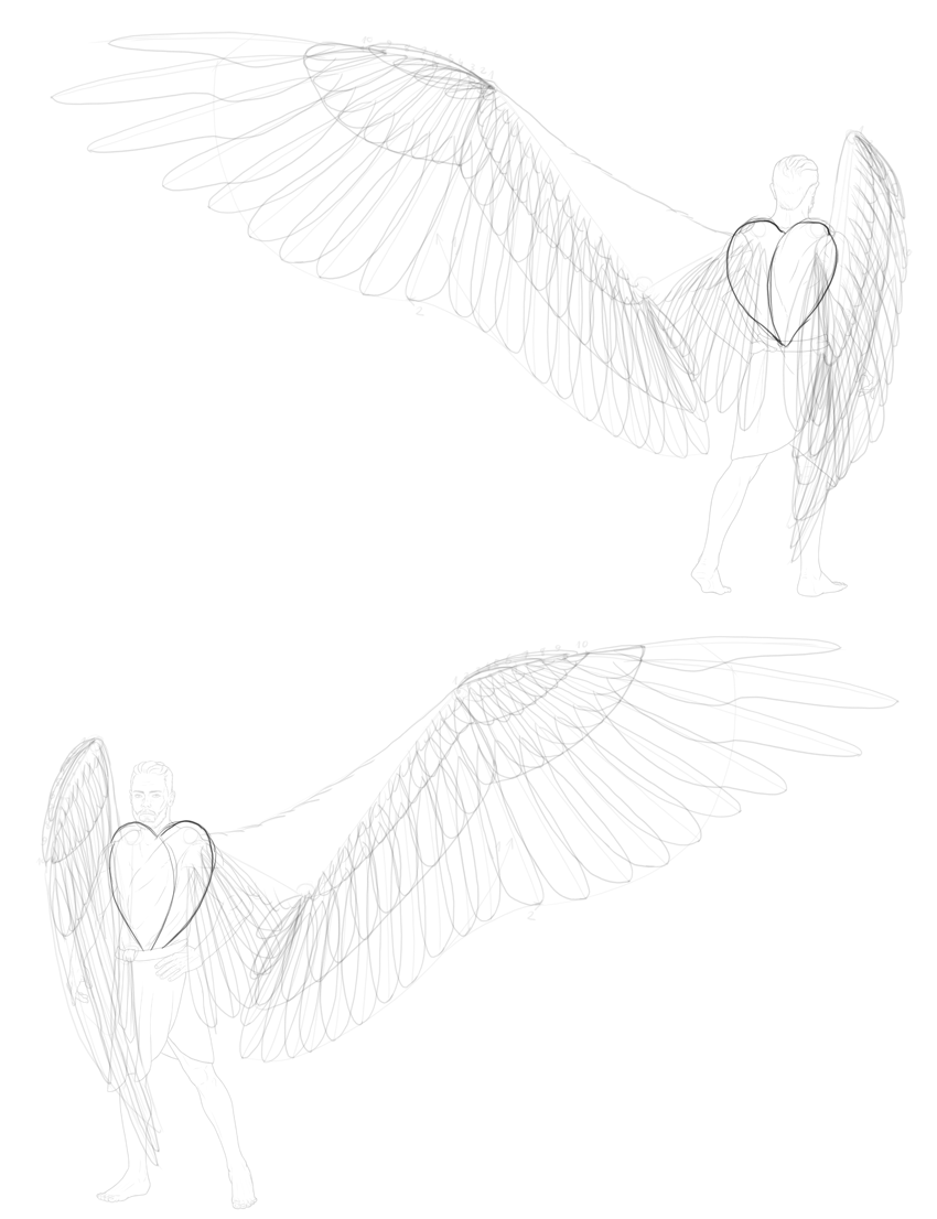 850x1106 How To Draw Angel Wings - Angel Wings Drawing Outline