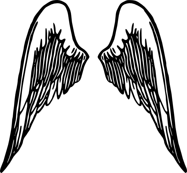 600x554 Outline Of Angel Wings - Angel Wings Drawing Outline