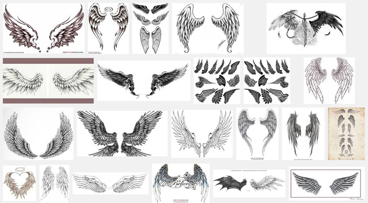 740x408 Wings Tattoo Meanings - Angel Wings Tattoo Drawings