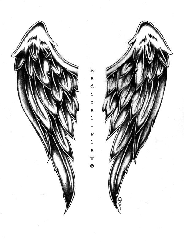 600x786 angel wing drawings angel wings - Angel Wings Tattoo Drawings