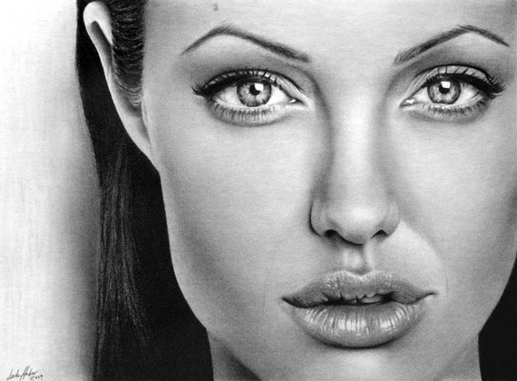 570x420 Angelina Jolie Drawing Realistic Drawing Skill - Angelina Jolie Drawing