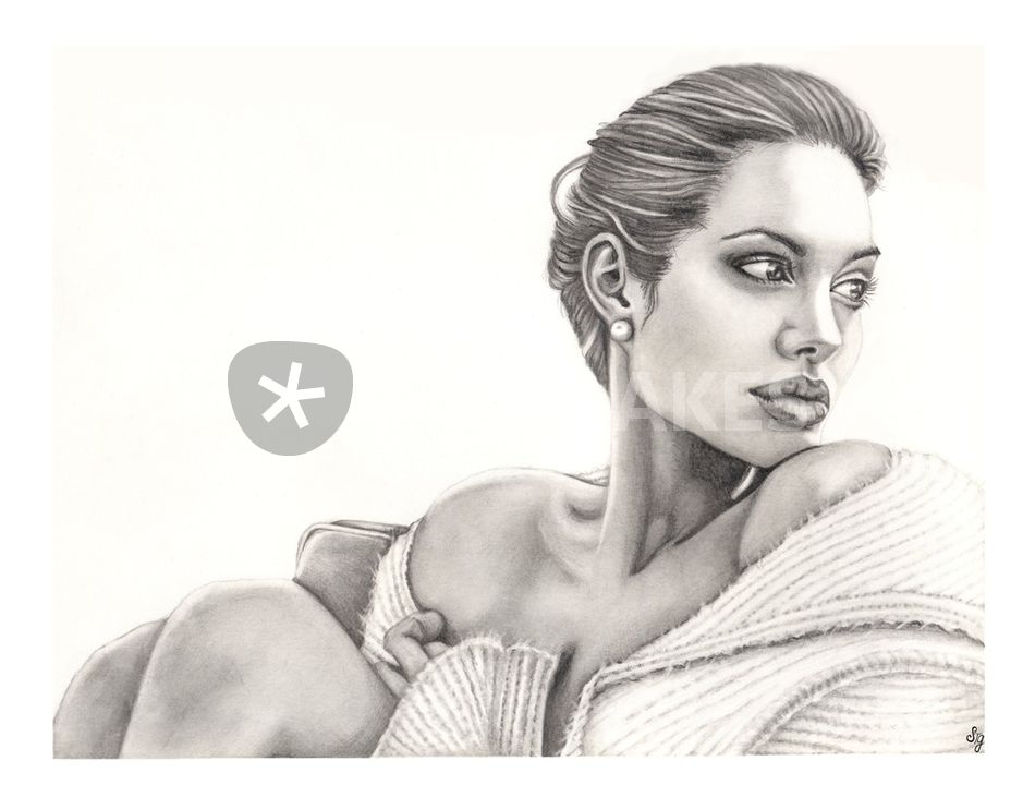 950x731 Angelina Jolie Drawing Art Prints And Posters - Angelina Jolie Drawing