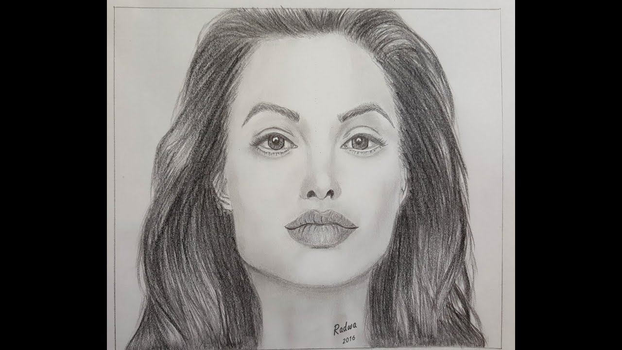 1280x720 Drawing Angelina Jolie Portrait - Angelina Jolie Drawing