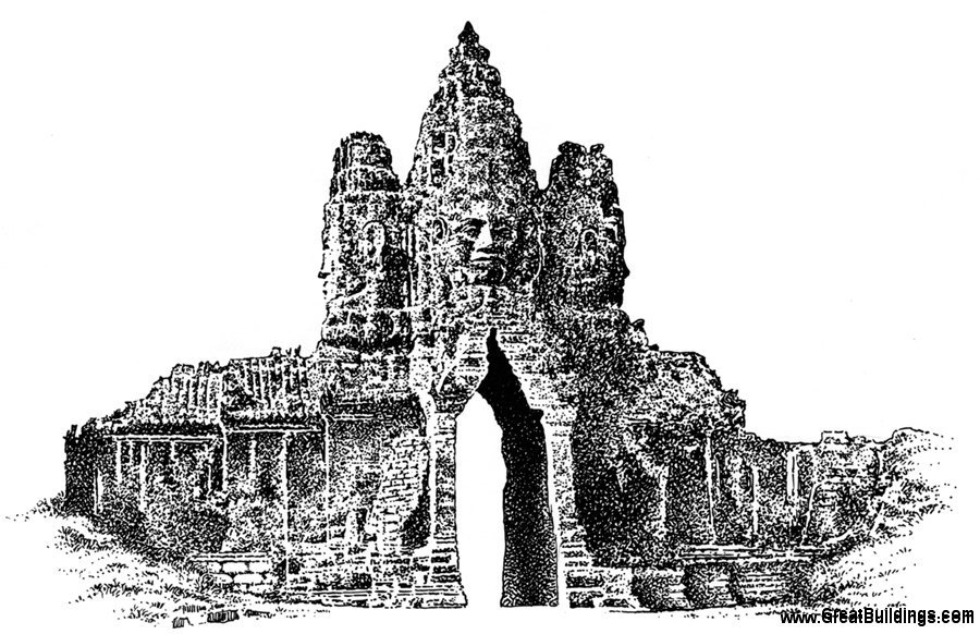 900x582 Great Buildings Drawing - Angkor Wat Drawing
