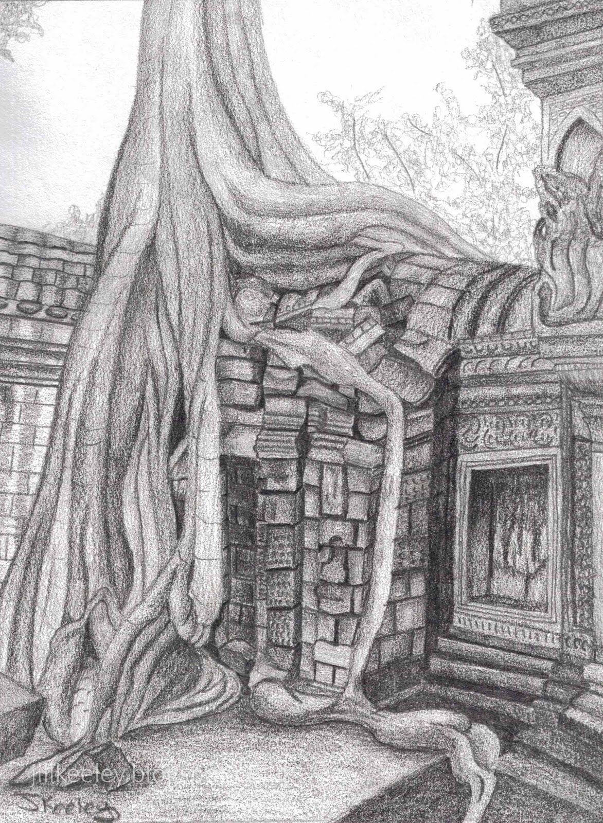 1172x1600 Jill Keeley Art Angkor Wat - Angkor Wat Drawing