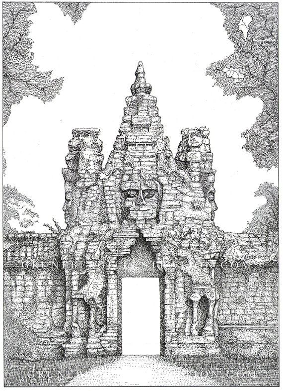 570x786 Dizilis, Ortm Angkor - Angkor Wat Drawing