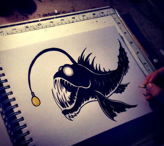 577x514 deep sea angler fish - Angler Fish Drawing