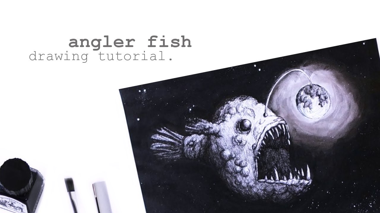 1280x720 drawing process anglerfish - Angler Fish Drawing