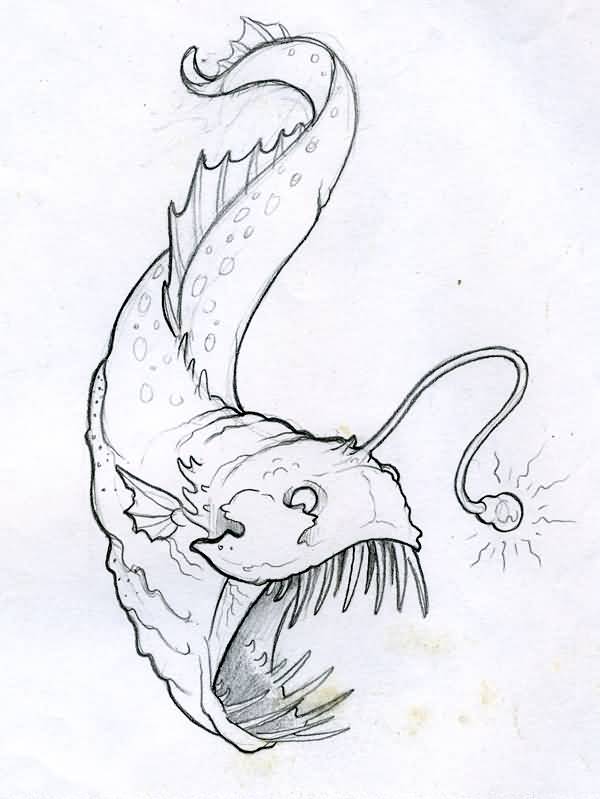 600x799 nice angler fish tattoo sketch - Angler Fish Drawing