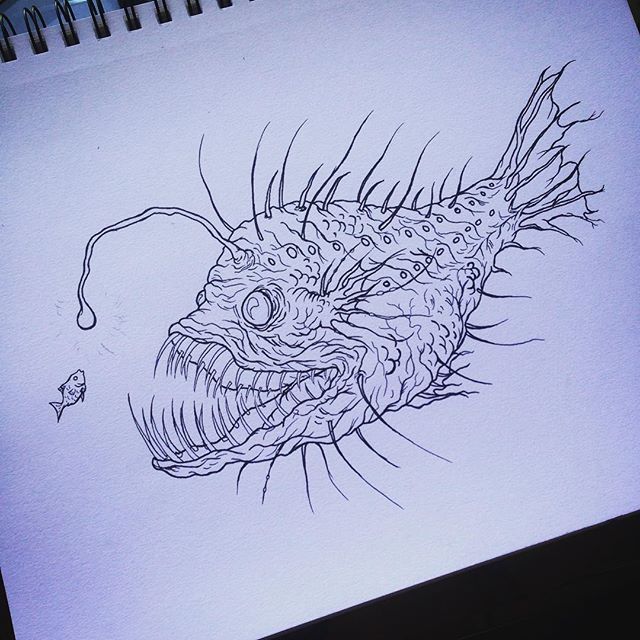 640x640 outline for angler fish design tattoo designs drawings - Angler Fish Drawing