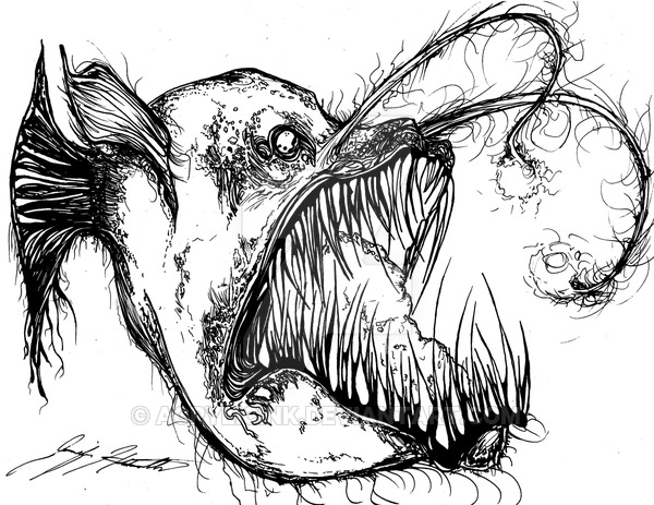 600x463 anglerfish beautiful image drawing drawing skill - Anglerfish Drawing