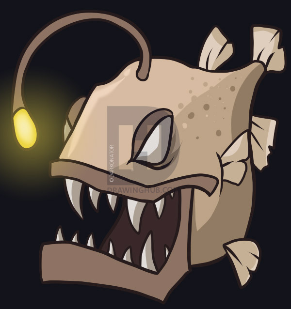 600x638 how to draw an anglerfish, step - Anglerfish Drawing