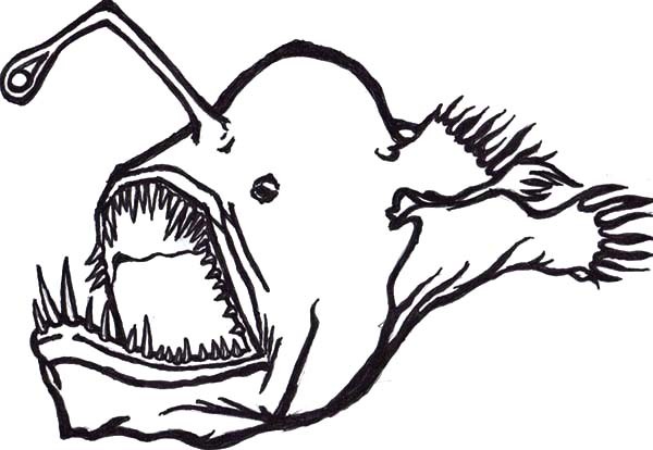 600x414 angler fish coloring pages, free printable fish coloring pages - Anglerfish Drawing
